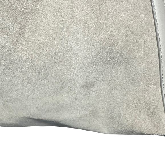 Reiss Beige Suede Slouchy Tote Bag Leather Trim Soft Unstructured Shoulder Purse - Picture 3 of 15